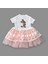1-2-3 Yaş Payetli Baskılı Brode Etekli Kız Bebek Elbisesi Pudra 2