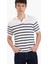 %100 Pamuk Standart Fit Polo Yaka Kısa Kollu Çizgili Tişört E5861AX25SP 13