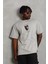 Unisex Oversize Baskılı Bisiklet Yaka T-Shirt - Gri 2