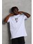 Unisex Oversize Baskılı Bisiklet Yaka T-Shirt - Beyaz 1