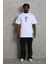 Unisex Oversize Baskılı Bisiklet Yaka T-Shirt - Beyaz 3