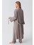Kadın Uzun Kollu Düğmeli Esnek Pamuklu Sabahlık Pijama Takımı 23112 5