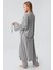 Kadın Uzun Kollu Düğmeli Esnek Pamuklu Sabahlık Pijama Takımı 23112 5