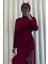 Kadın Seyyar Kemerli Şifon Uzun Tulum Elbise- Bordo 2