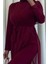 Kadın Seyyar Kemerli Şifon Uzun Tulum Elbise- Bordo 3