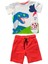 Erkek Çocuk Dinozor Baskılı İkili Takım – Turuncu Şortlu %100 Pamuk Yazlık Kombin 3