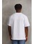Unisex Baskılı Oversize T-Shirt - Beyaz 2