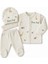 Fil Zürafa Baskılı Isme Özel Nakışlı Beyaz 3 Lü Bebek Takımı 6-9 Ay 1