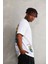 Unisex Bisiklet Yaka Baskılı Oversize T-Shirt - Beyaz 3