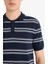 Regular Fit Polo Yaka Çizgili Kısa Kollu Yumuşak Tuşeli Triko Tişört E2665AX25SP 14