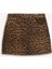 Coool Leopar Desenli Normal Bel Gabardin Mini Etek 17