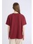 Oversize Geniş Kalıp Bisiklet Yaka Basic Düz Kalın Kısa Kollu Bordo Tişört E4935AX25SP 6