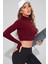 çınar ticaret kadın bordo uzun kol fermuarlı parmak geçme detaylı dik yaka crop top bluz 3