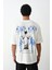 Unisex Baskılı Oversize T-Shirt - Beyaz 1