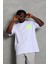 Unisex Oversize Baskılı Bisiklet Yaka T-Shirt - Beyaz 3