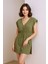 çınar ticaret kadın haki yanları yırtmaçlı tokalı v yaka mini plaj elbisesi 5