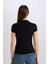 Slim Fit Dar Kesim Yarım Balıkçı Yaka Soft Touch Kısa Kollu Siyah Tişört E5906AX25SP 6