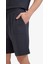 %100 Pamuk Relax Fit Twill Dokulu Cepli Şort 11