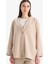 Relax Fit Basic Düz Düğmeli Keten Görünümlü Uzun Kollu Tesettür Hırka Tunik E5351AX25SP 7