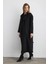 Astarsız Klasik Yün Manto - Siyah 5