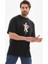 Unisex Bisiklet Yaka Baskılı Oversize T-Shirt - Siyah 1