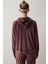 Kahverengi Yumuşak Kadife Sıcak Tutan Termal Etkili Kapüşonlu Sweatshirt 12