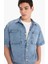 %100 Pamuk Relax Fit Yazlık Kısa Kollu Jean Gömlek D8109AX25SP 8