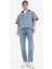 %100 Pamuk Relax Fit Yazlık Kısa Kollu Jean Gömlek D8109AX25SP 9