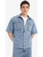 %100 Pamuk Relax Fit Yazlık Kısa Kollu Jean Gömlek D8109AX25SP 10