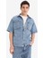 %100 Pamuk Relax Fit Yazlık Kısa Kollu Jean Gömlek D8109AX25SP 11