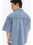 %100 Pamuk Relax Fit Yazlık Kısa Kollu Jean Gömlek D8109AX25SP 12