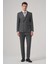 Erkek Füme Poliviskon Trend Çizgili Slim Fit Kruvaze Takım Elbise 4