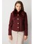 Kadın Yakası Kürklü Kısa Mont 6121 Bordo 1