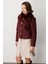 Kadın Yakası Kürklü Kısa Mont 6121 Bordo 2