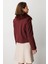 Kadın Yakası Kürklü Kısa Mont 6121 Bordo 4