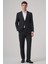 Erkek Siyah Yün Trend Çizgili Dynamic Fit Mono Yaka Takım Elbise 4