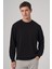 Erkek Siyah Basic Bisiklet Yaka Sweatshirt 1