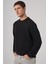 Erkek Siyah Basic Bisiklet Yaka Sweatshirt 2