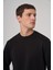 Erkek Siyah Basic Bisiklet Yaka Sweatshirt 3