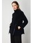 Kadın Beli Bağcıklı Dik Yaka Mont 66721 Siyah 2