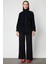 Kadın Beli Bağcıklı Dik Yaka Mont 66721 Siyah 3