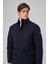 Erkek Lacivert Polyester Çıtçıtlı Kapüşonlu Mont 4