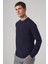 Erkek Lacivert Trend Bisiklet Yaka Rayon Sweatshirt 2