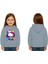 Unisex Hello Kity Baskılı Çocuk Swaetshirt Baskılı Kapüşonlu 3 Iplik Şardonlu 1