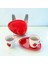 Homeinn Çilek Desenli 2’li Seramik Kahve Fincan Takımı – Kırmızı Oval Sunum Tabağıyla, Şık ve Dekoratif 1