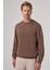 Erkek Kahve Basic Bisiklet Yaka Sweatshirt 1