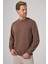 Erkek Kahve Basic Bisiklet Yaka Sweatshirt 2