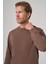 Erkek Kahve Basic Bisiklet Yaka Sweatshirt 3