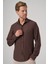 Erkek Kahve Trend Düz Slim Fit Tam Italyan Yaka Gömlek 2