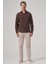 Erkek Kahve Trend Düz Slim Fit Tam Italyan Yaka Gömlek 4